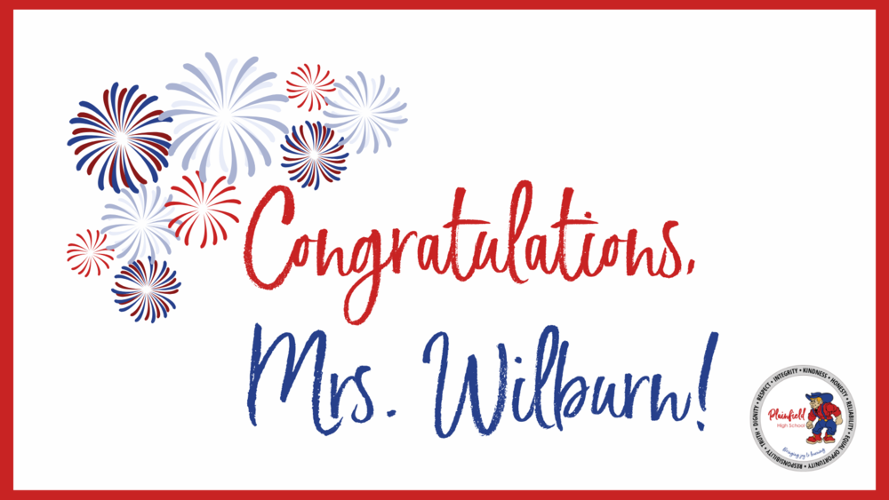 Fireworks graphics with "Congratulations, Mrs. Wilburn!"