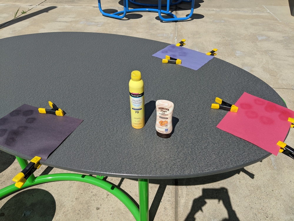 Construction paper and sunscreen
