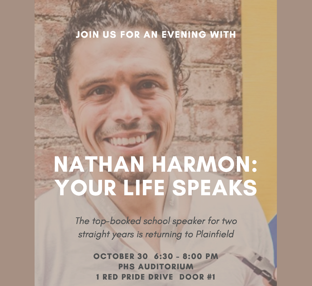 Flyer explaining October 30 Community Forum, featuring Nathan Harmon: Your Life Speaks