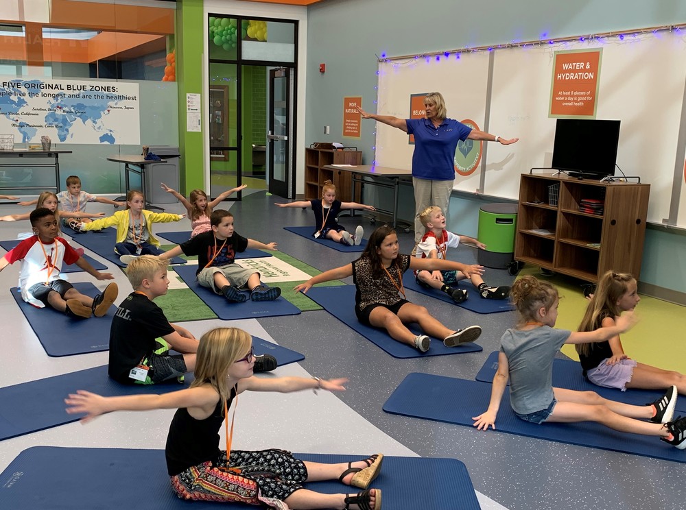 Students practice yoga and learn about "Blue Zones"