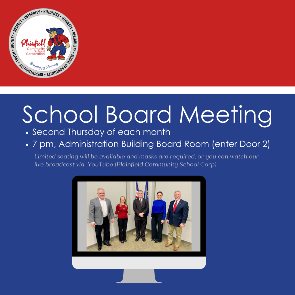 School Board meeting details: this Thursday at 7 pm in the Administration Building Board Room