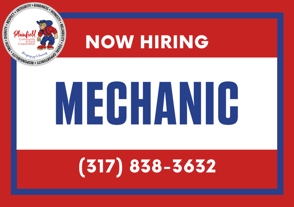 Now hiring: Mechanic. Call 317-838-3632 to learn more.
