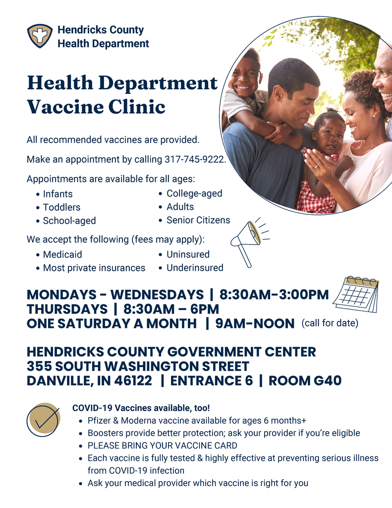 Hendricks County Health Department Vaccine Clinic Information (English)