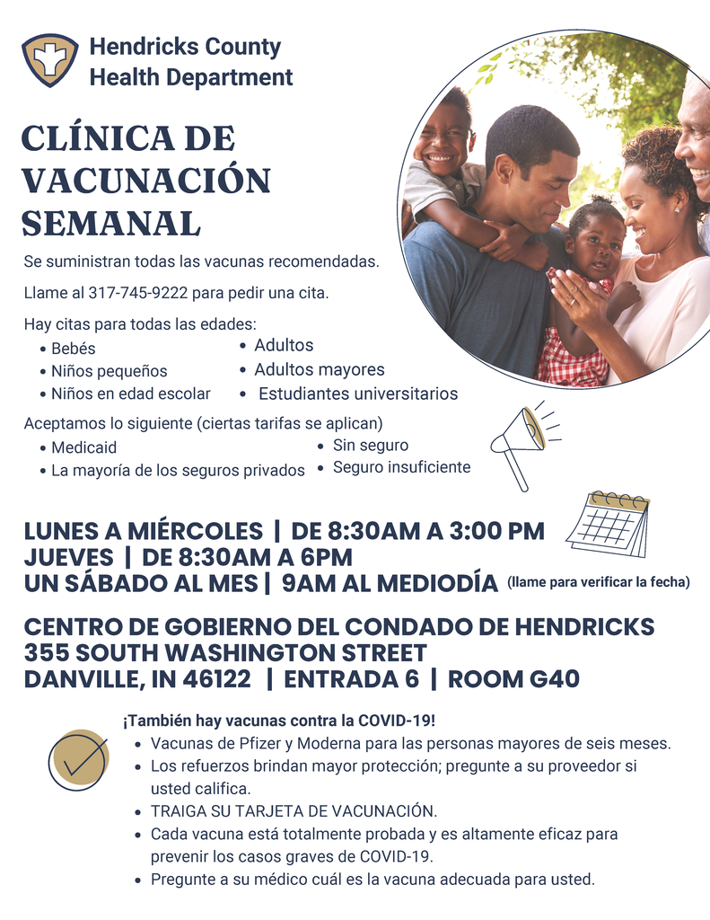 Hendricks Cmation ounty Health Department Vaccine Clinic Infor(Spanish)