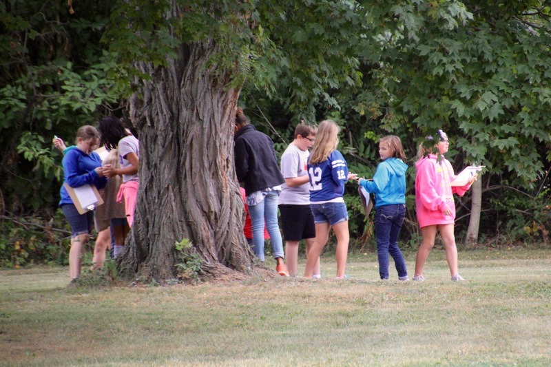 The scavenger hunt led students to hidden treasures that were then used to create their sundials.