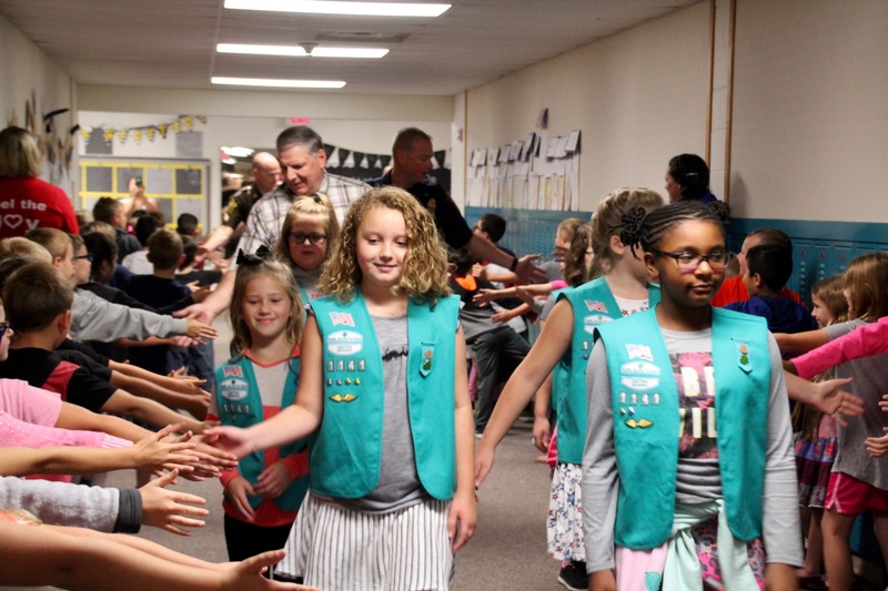 At @vbquakers, members of their girl scout troup led the way through the hallways