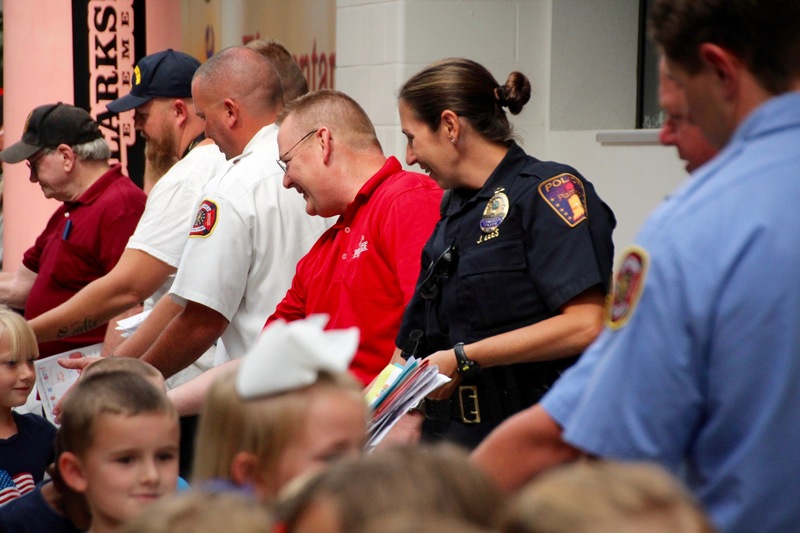 Clarks Creek students present members of the military with cards and letters on Patriot Day