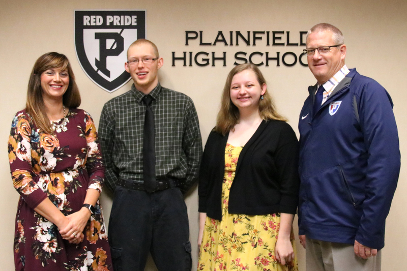 PHS seniors, Dan Steely and Mary Czyzewski, flanked by Director of Guidance Marci Davis and Principal Mel Siefert