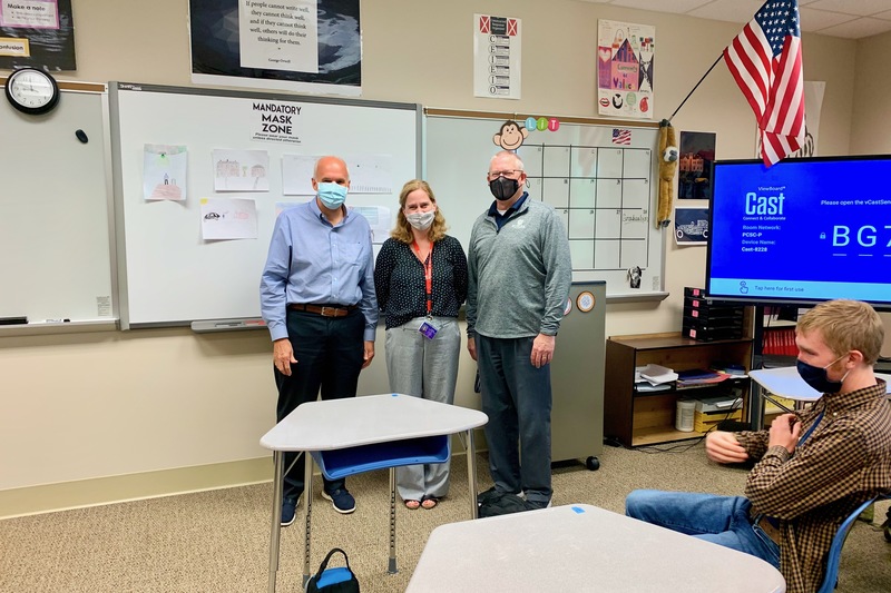 Superintendent Scott Olinger, PHS English Teacher Liza Payton, and PHS Principal Mel Siefert