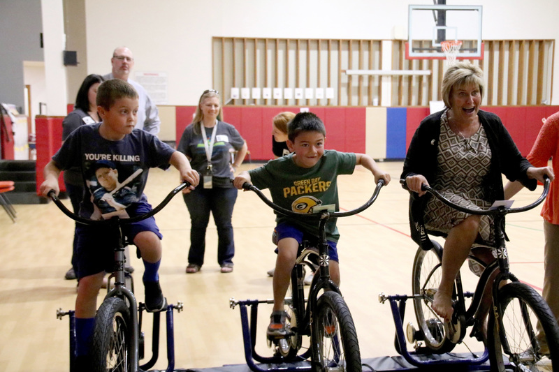 Dr. Giesting stopped by to check out the bikes and immediately hopped on one for a quick ride!