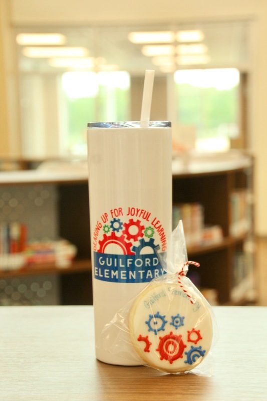 Thanks to the PTO, guests attending the Guilford Elementary ribbon-cutting event received a tumbler featuring the school's nod to STEM and their positive behavior program, GEARS.