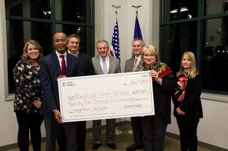 Marvin Blade and Dawn Harvey-Horth represented Duke Energy and the Duke Energy Foundation, when making the donation to the Plainfield School Board.