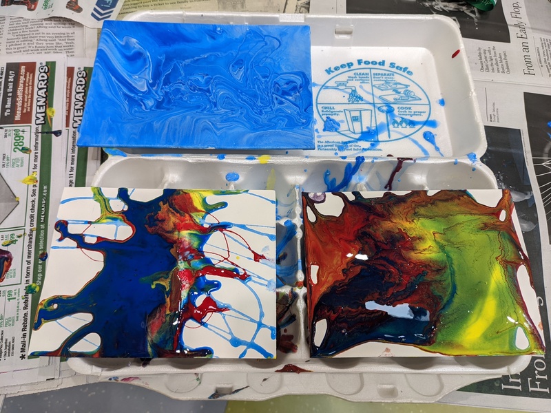 Tempera paint pouring