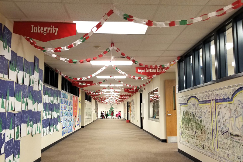 A paper chain of kindnesses decorates the hallways of Brentwood Elementary this month.