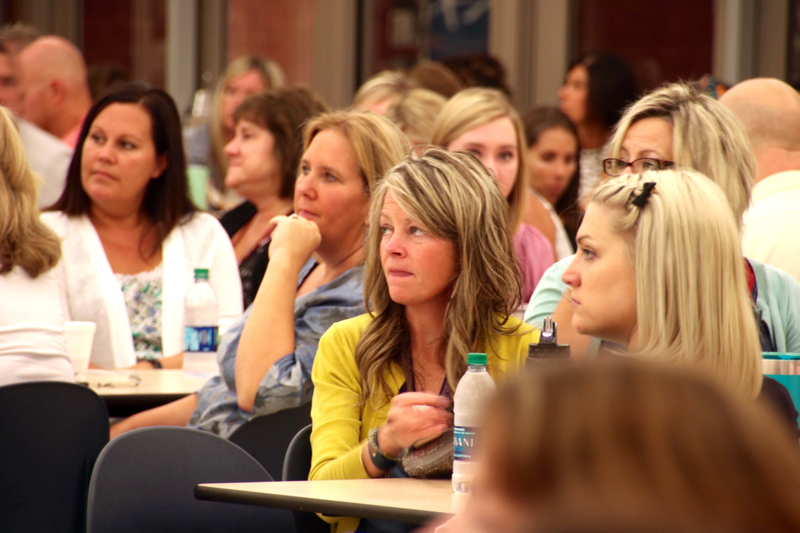 Teachers listening to important updates for the coming year