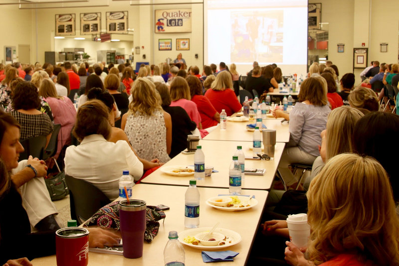 Teacher-of-the-Year Ann Mennonno addresses her peers