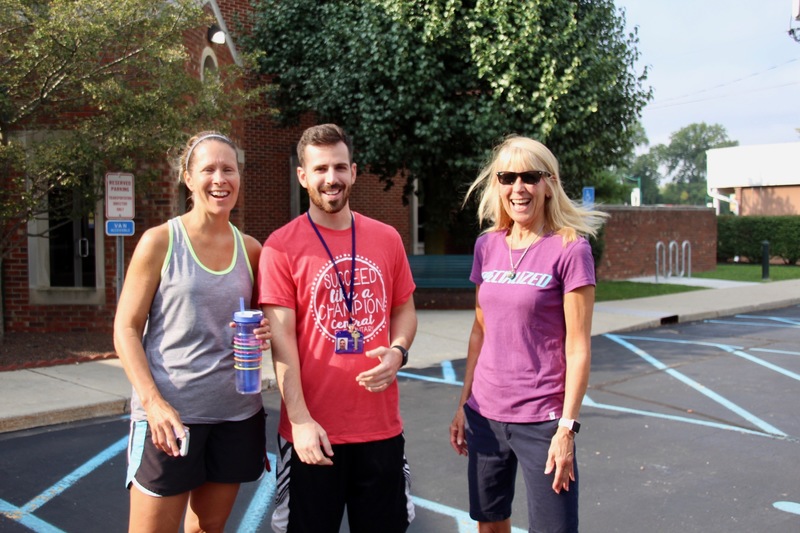 Mrs. Meranda, an avid cyclist and former Technology Aide at Central, visited with Mr. Wheeler and Mrs. Dixon. Dixon teaches Kindergarten at Van Buren and is another avid cyclist.