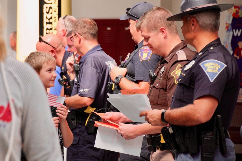 Clarks Creek students passed out thank you cards and letters to their special guests, in observance of Patriot Day